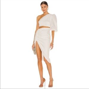 Revolve SAU LEE Jolene Dress in white 100% cotton Grecian goddess size 14 resort